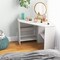 Costway Corner Computer Desk Triangle Writing Workstation w/ Storage Shelf White\Black